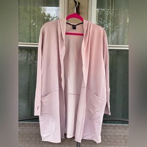 Hooded, long sleeve athletic cardigan. “Hoodigan”